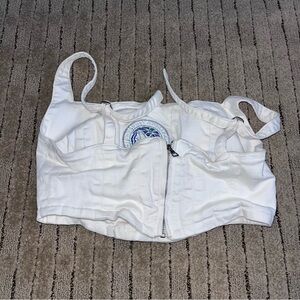 White Cropped Tank Top with Logo Patch Hype and Vice MINNESOTA TIMBERWOLVES